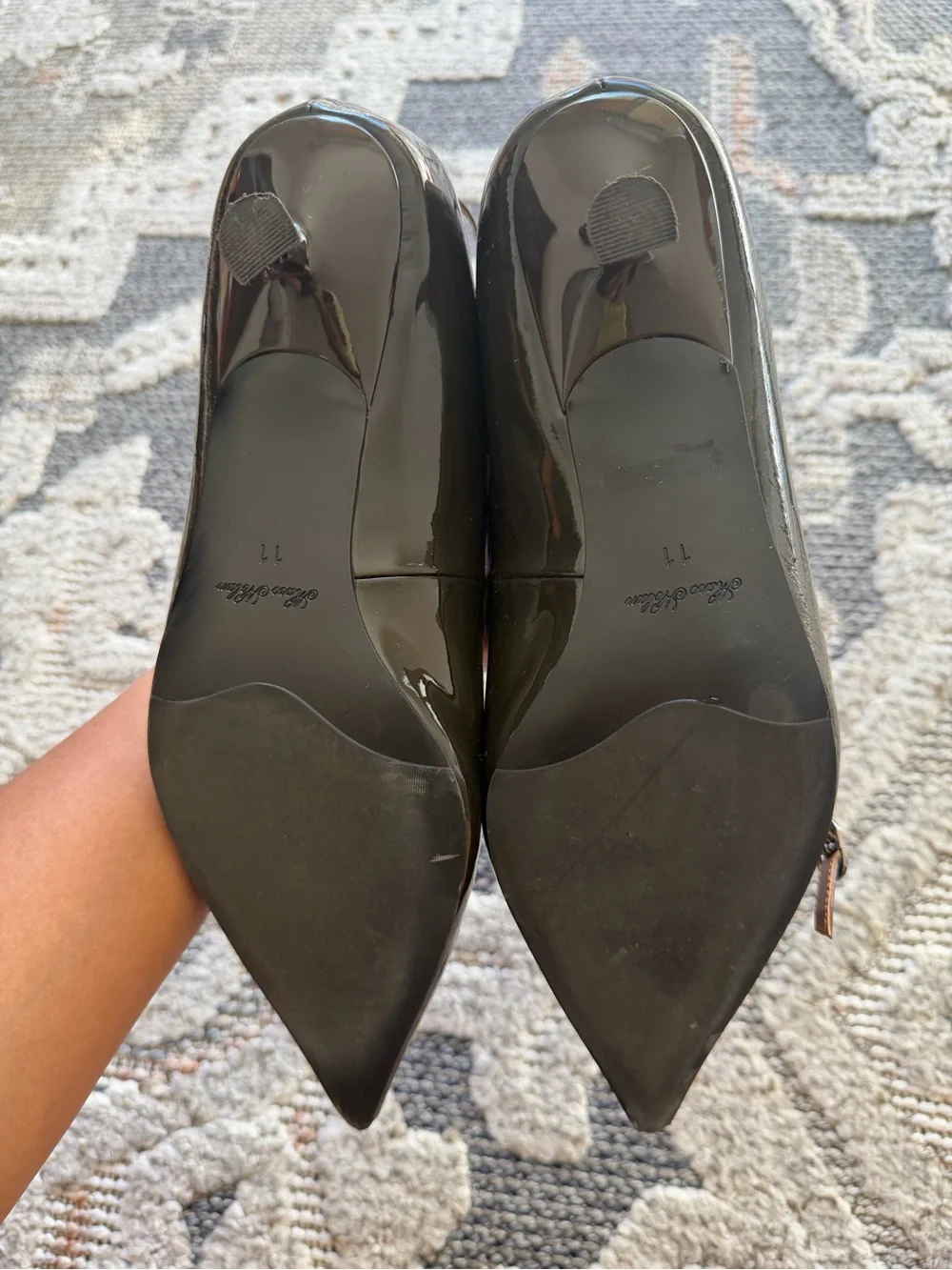 Marc Nolan Pointed Patent Mary Jane Flats in Dark Brown